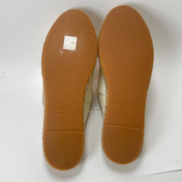 Valentino Garavani V Logo Leather Medallion Espadrille Mules Size 39 - Picture 9 of 13